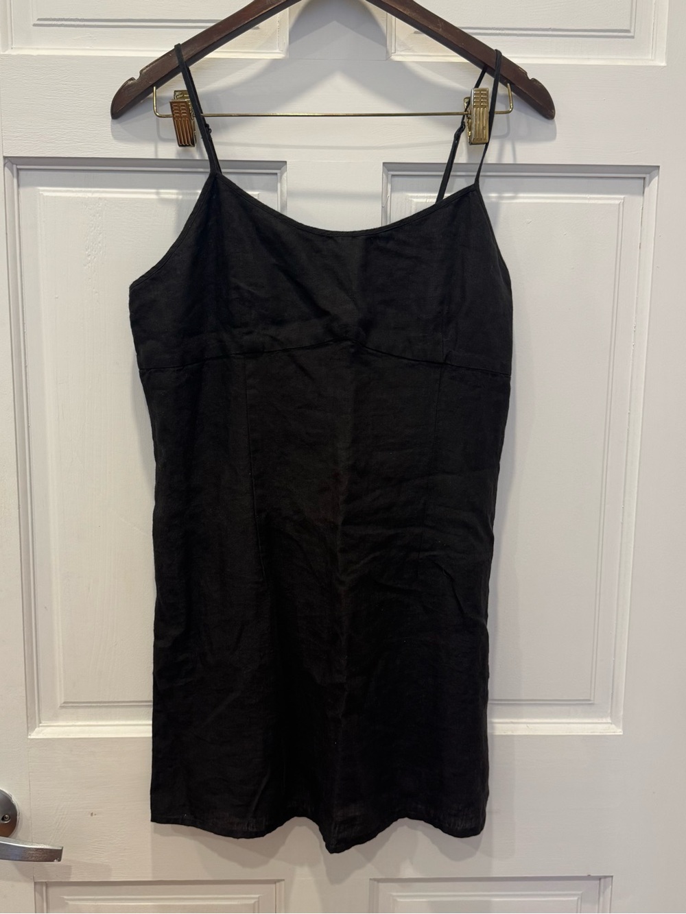 Tracy Porter Black Linen Slip Dress Minimalist Boho Sleeveless Midi Dress Large